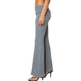 thumbnail image 4 of Lenpel Womens Striped Fold over Pants Soft Low Waist Lounge Trousers Summer Trendy Stretch Flare Leggings, 4 of 6