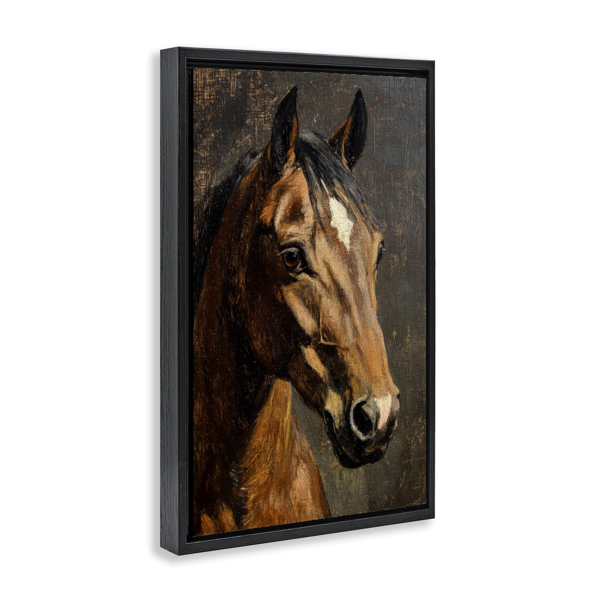 Stupell Industries Horse Portrait Study Black Framed Floater Canvas Wall Art, design by Petal Prints Design