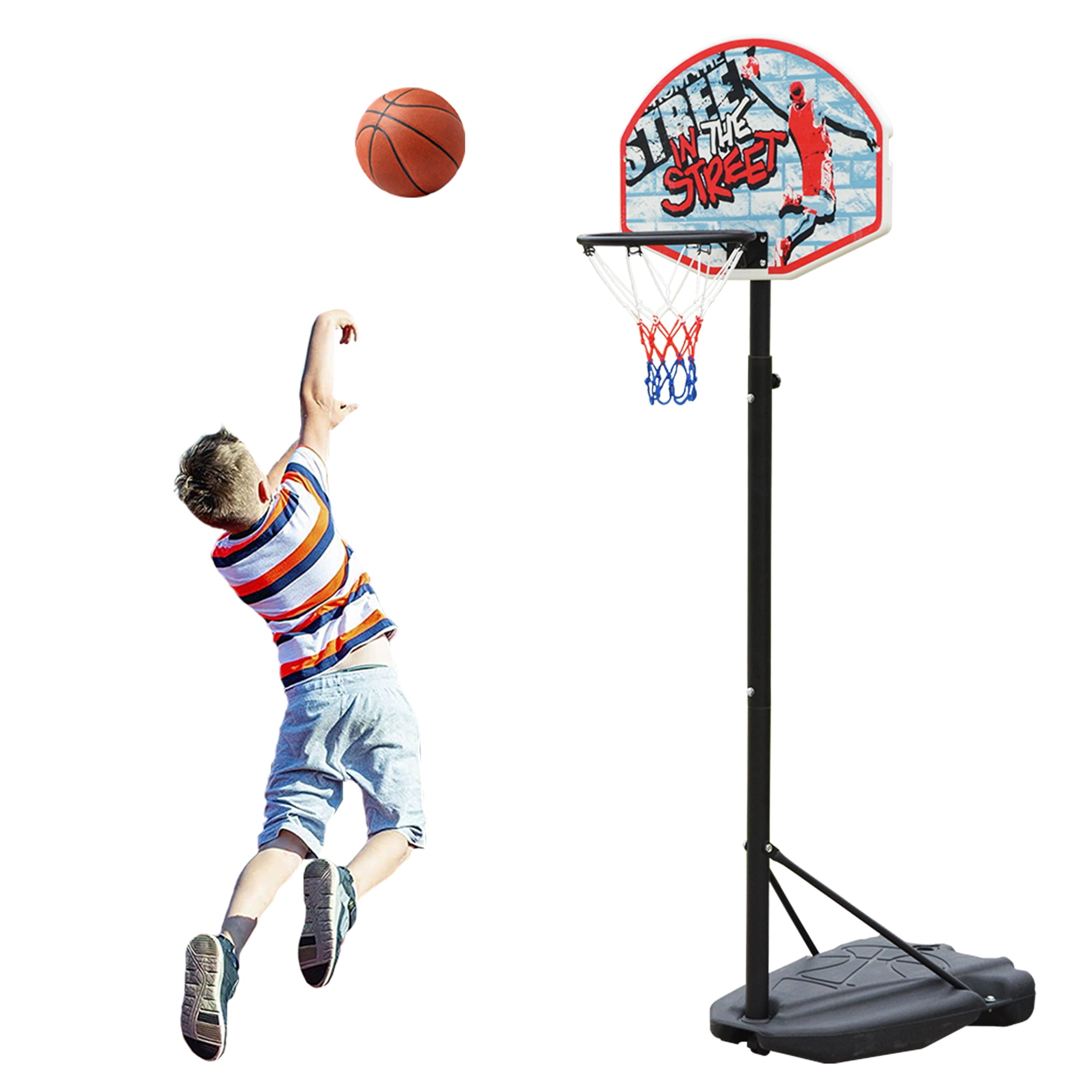 Basketball Stand Hoop Net Set Mesh Backboard Adjustable Height Sport Training 