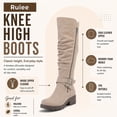 thumbnail image 3 of LOVE STEETLY Women's Knee High Slouchy Chunky Heel Boots, Side Zipper Round Toe Faux Leather Casual Comfort Versatile Boot, 3 of 7