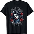 thumbnail image 2 of 100% Cotton Smile Now CRY Later Chicana Tattoo Chicano Art Latina Payasa T-Shirt, 2 of 5