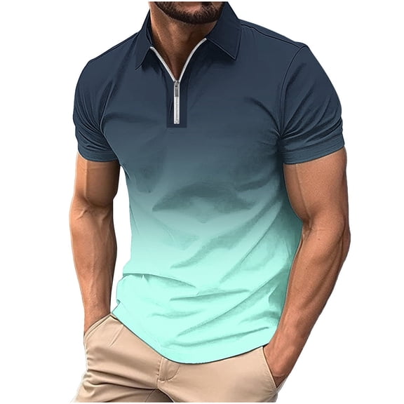 WREESH Men's Henley Shirt Casual Short Sleeve T-Shirt with Front Zipper & Technology for Casual Fridays