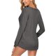 thumbnail image 4 of Camiseta de manga larga de color sólido con cuello en V para mujer, blusa suelta informal, gris, M Advancent AP003714-07, 4 of 5