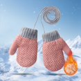 thumbnail image 2 of Zanarzt Toddler Snow Gloves Toddler Kids Mittens with String Fleece Lined Winter Warm Knitted Gloves Gloves Cold Weather Baby Gloves Pink,0-4 Years, 2 of 9