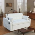 thumbnail image 5 of Modern Velvet Loveseat Futon Sofa Couch W/Pullout Bed,Small Love Seat Lounge Sofa with Adjustable Reclining Backrest,Toss Pillows, Pockets,Furniture for Living Room,3 In 1 Convertible Sofa Bed(Beige), 5 of 11