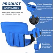 Wide Stadium Seat for Bleachers Reclining Stadium Chair w/Blue Cushion