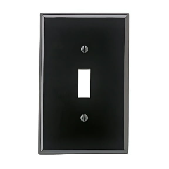 Leviton 1-Gang Toggle Switch Wall Plate, Midway Size, Unbreakable Nylon, PJ1-E, Black