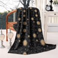 thumbnail image 4 of Black Gold Sun Moon Cloud Pattern Blanket,Comfortable Soft Flannel Throw Blanket,All Season,Warm Lightweight Blankets for Sofa Bed Couch Living Room Chair,50"x60", 4 of 4