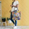 thumbnail image 4 of FORMRS Womens Canvas Tote Bag with Zipper Inner Pocket Shoulder Handbag, Blue Floral, 4 of 7