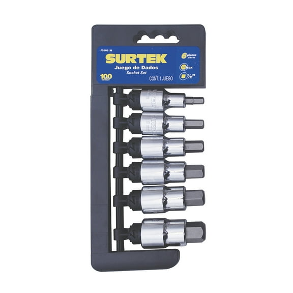 6 Hexagonal Metric Socket Set 1/2” Surtek