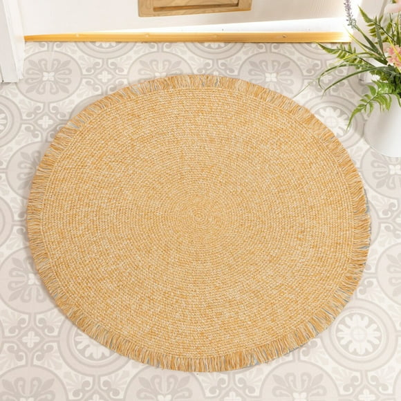 Elora Ochre Colored Braided Round Rug 5'X5'