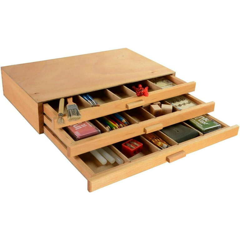 7 Elements 6 Drawer Wooden Artist Storage Supply Box for Pastels, Pencils,  Pens, Markers, Brushes and Tools 