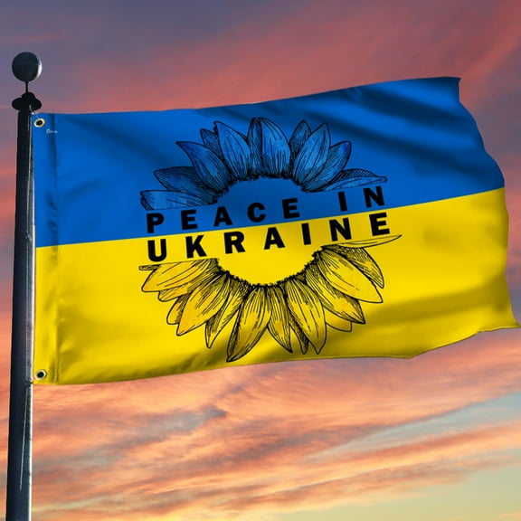 Flagwix Peace In Ukraine. Sunflower Grommet Flag THN3809GF - 3x5 ft., No Flag Pole Rings