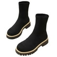 thumbnail image 4 of Roncen Women's Stretch Knit Booties - Fashion Casual Round Toe Slip On Ankle Boots with Chunky Heel & Elastic Short Shaft in Solid Color, 4 of 8