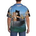 thumbnail image 5 of Haiem Two Brave Cats Are Floating On The Sea Iceberg Men's Casual Shirts Short Sleeve Button Down Shirts Fashion Textured Summer Beach Shirt-Large, 5 of 7