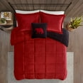 thumbnail image 3 of Full/Queen Plush To Sherpa Down Alternative Comforter Set,Red+Black Polyester Household Supplies Décor Bedding Bedding Sets, 3 of 10