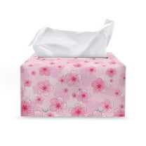 ZUXONGSY Cherry Blossom Tissue Box Cover PU Leather Facial Tissue Tissue Box Cover with Buckle Customized Printed Tissue Cover Waterproof Tissue Cover Gifts to Friends Family