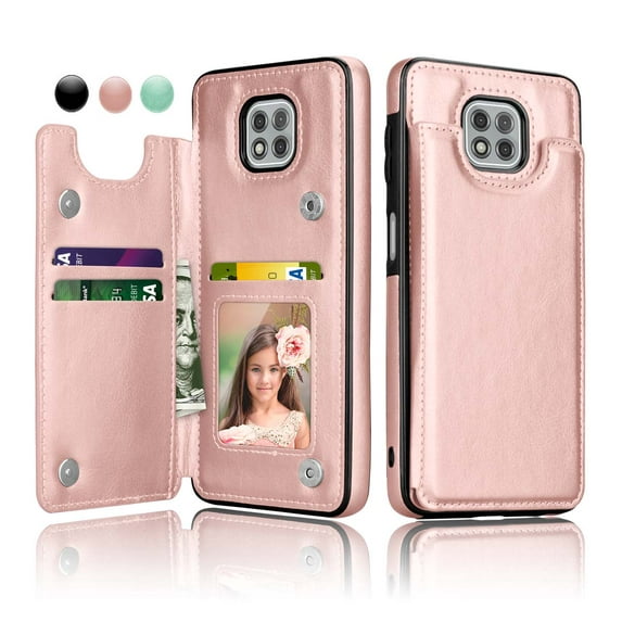 Cases for Moto G Stylus (2021) / G Stylus (2020) / Moto G Power (2021), Njjex Leather Flip Wallet Card Holder Case Cover for Motorola Moto G Stylus 6.4" inch, Rose Gold