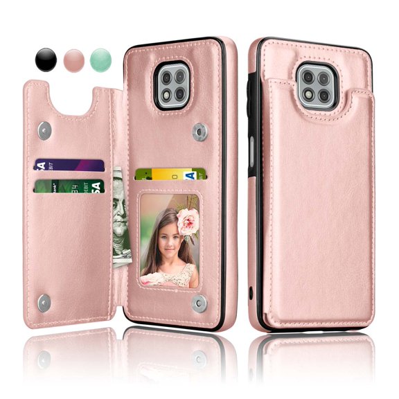 Cases for Moto G Stylus (2021) / G Stylus (2020) / Moto G Power (2021), Njjex Leather Flip Wallet Card Holder Case Cover for Motorola Moto G Stylus 6.4" inch, Rose Gold