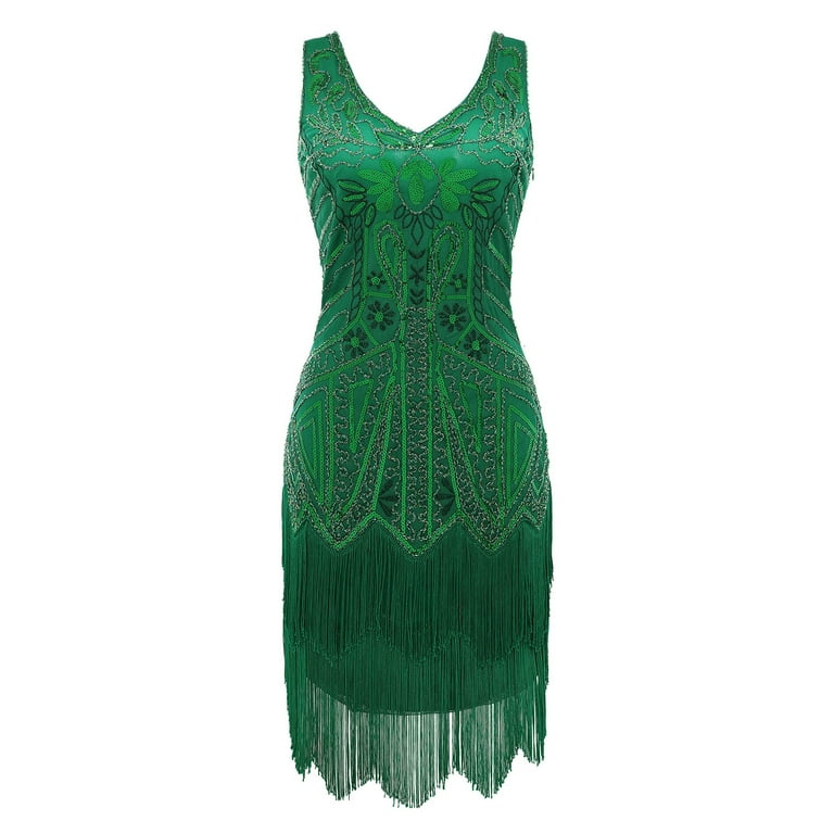 green emerald velvet dress 1920s Plus Size Lena Flapper Dress in Green – Flapper Boutique main image 1