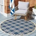 thumbnail image 2 of SAFAVIEH Courtyard Jasper Geometric Bordered Indoor/Outdoor Area Rug, 6'7" x 6'7" Square, Navy/Beige, 2 of 10