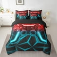 thumbnail image 2 of Erosebridal Video Game Bedding Queen Size,Teal Red Neon Bedding Sets Queen Size,Geometric Honeycomb Comforter Sets with Sheets,Lightweight Gamepads Bedroom Decorative,Reversible,7 Pieces, 2 of 6