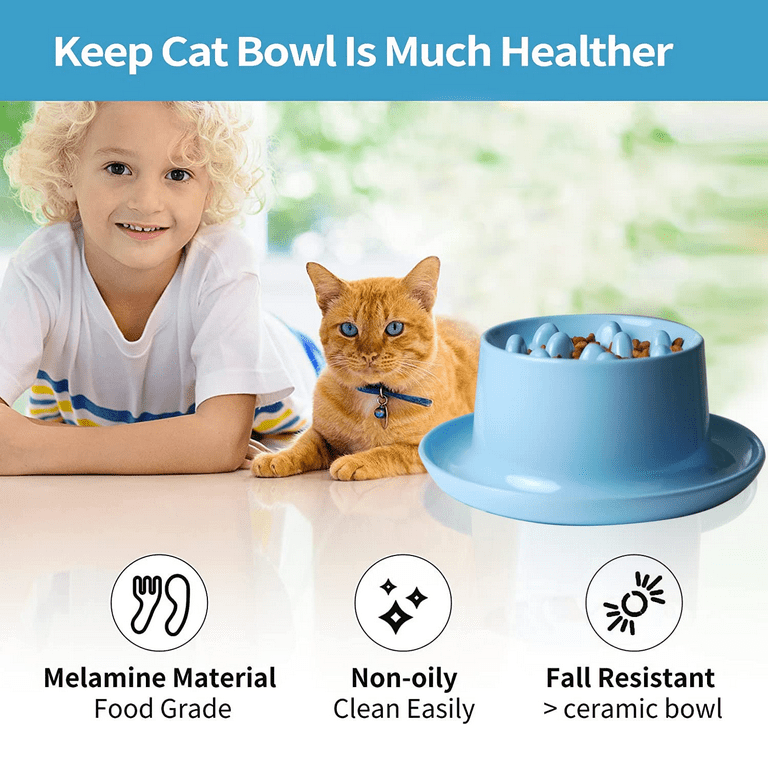 2 Pack Cat Slow Feeder Bowl,pet Fun Interactive Slow Feeder Cat Bowl,stress  Free Pet Bowl Helps Stop Bloat Prevents Obesity Improves Digestion