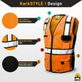 thumbnail image 2 of KwikSafety (Charlotte, NC) RoadBOSS Economy Safety Vest (Solid Reflective Tape) Class 2 High Visibility ANSI OSHA Heavy Duty Surveyor Construction Mesh HiVis Zipper Men Work Gear | Orange Medium, 2 of 6