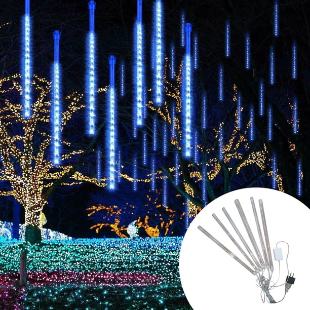 Xihbxyly Luces de Ducha Led, Efecto Lluvia Multicolor, Decoración Exterior Impermeable, Perfectas para Fiestas, Navidad, Bodas, Decoración de Jardín, Juego de 6 Tubos, 30 Cm de Largo