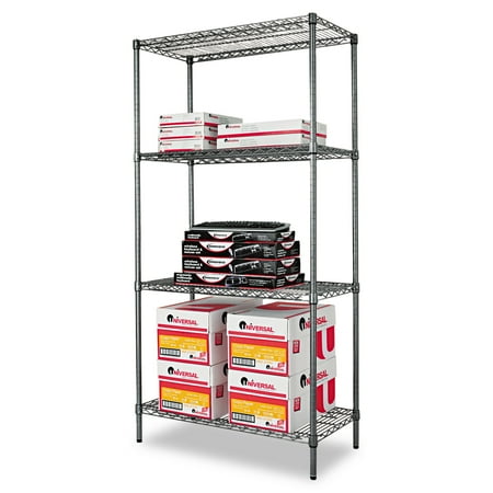 - Alera Wire Shelving Starter Kit, Four-Shelf, 36w x 18d x 72h, Black Anthracite