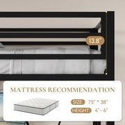 SHA CERLIN Black Twin Size Metal Loft Bed with Removable Ladder & Safety Guard