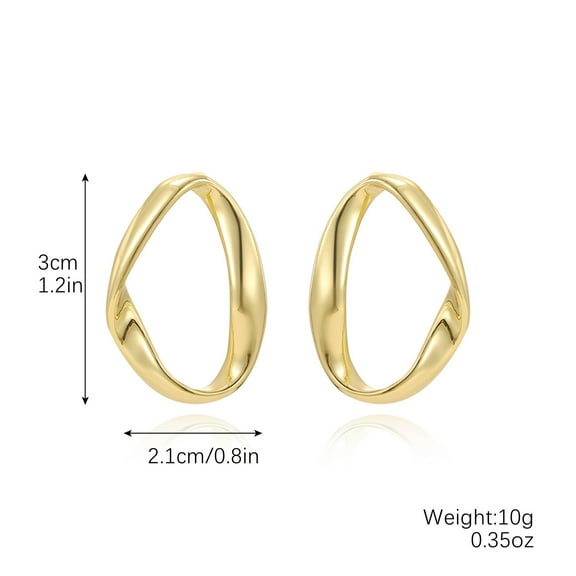 18K Karat Gold Plated Earrings for Women Circle Plain Ring Earrings Geometric Irregular Fashion Vintage Earrings Jewelry for Her Birthday Gift