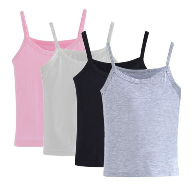 Camisetas sin mangas Anktry de algodón para niñas de 2 a 8 años, paquete de 4