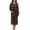 Black Butterfly, variant on Brown Leopard Print Women Robe Zipper Front Women's Nightgown with Zipper Crew Neck House Coat Long Sleeve Nightgown Full Length Ladies Lounge Dress with Pockets, 4XL