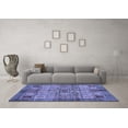 thumbnail image 3 of Ahgly Company Machine Washable Indoor Round Abstract Blue Modern Area Rugs, 5' Round, 3 of 4