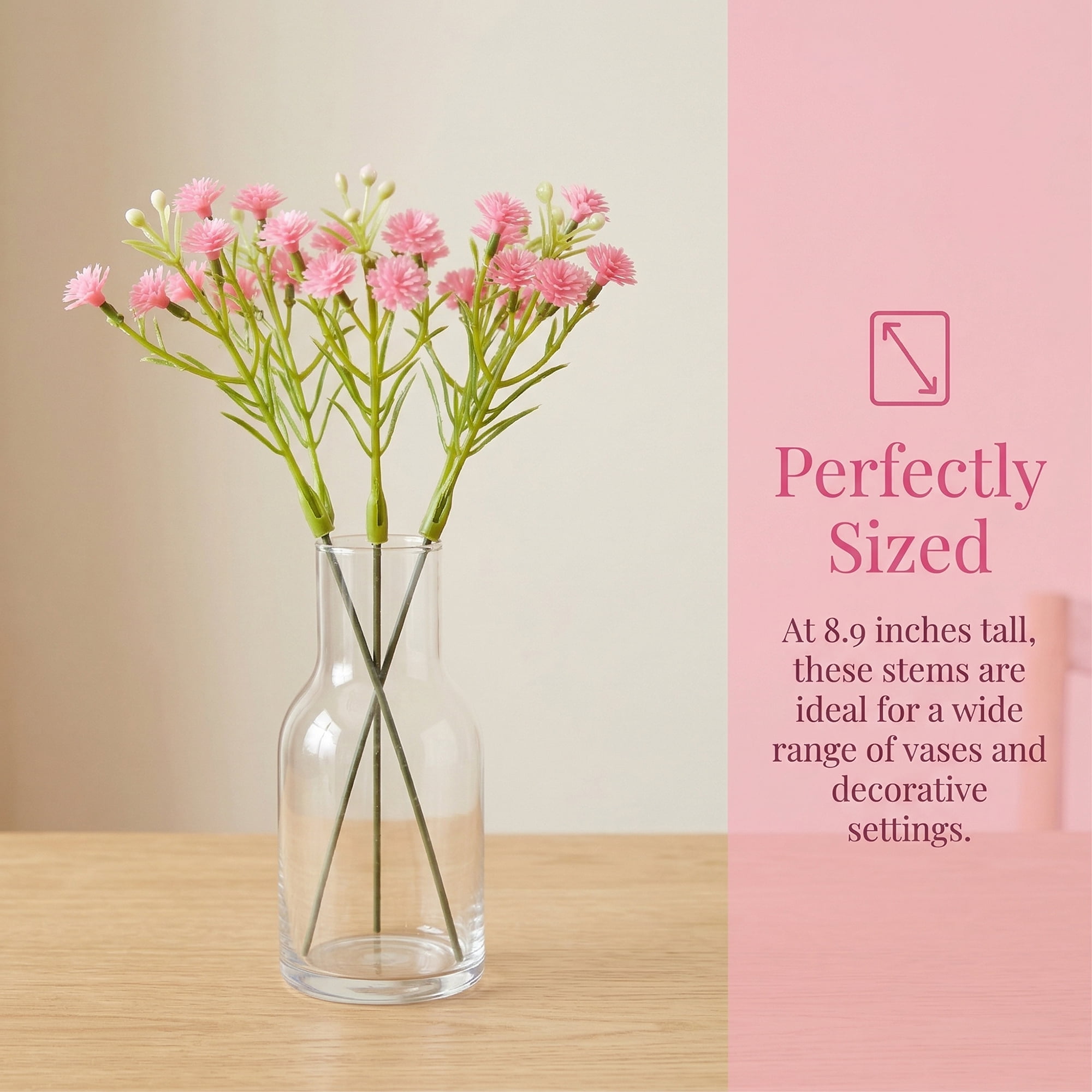Unique Bargains Artificial Baby's Breath Flowers Faux Bouquets Dark Pink 8.9inch
