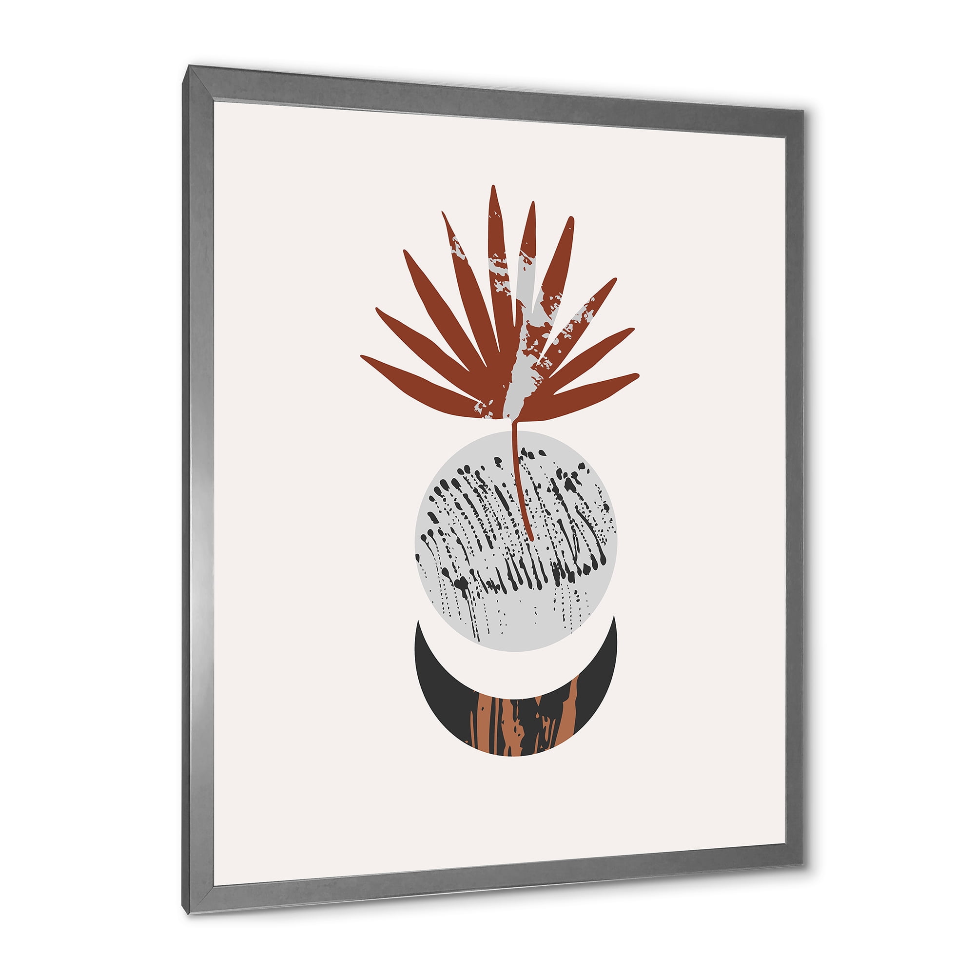 Designart 'Sun and Moon Shapes In Retro Terracotta Tones V' Modern Framed Art Print