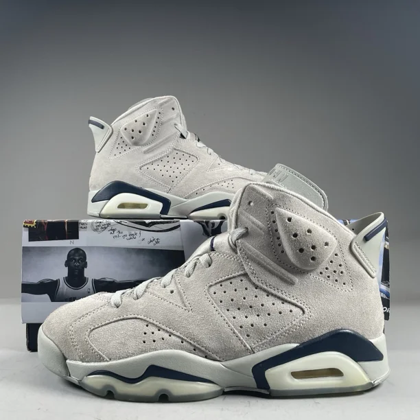 Ni - ke Ni - ke Id Air Jordan 6 Retro Georgetown Men’s Size 9 Gray Suede Basketball Sneaker