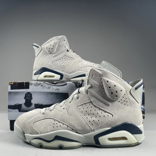 Ni - ke Ni - ke Id Air Jordan 6 Retro Georgetown Men’s Size 9 Gray Suede Basketball Sneaker