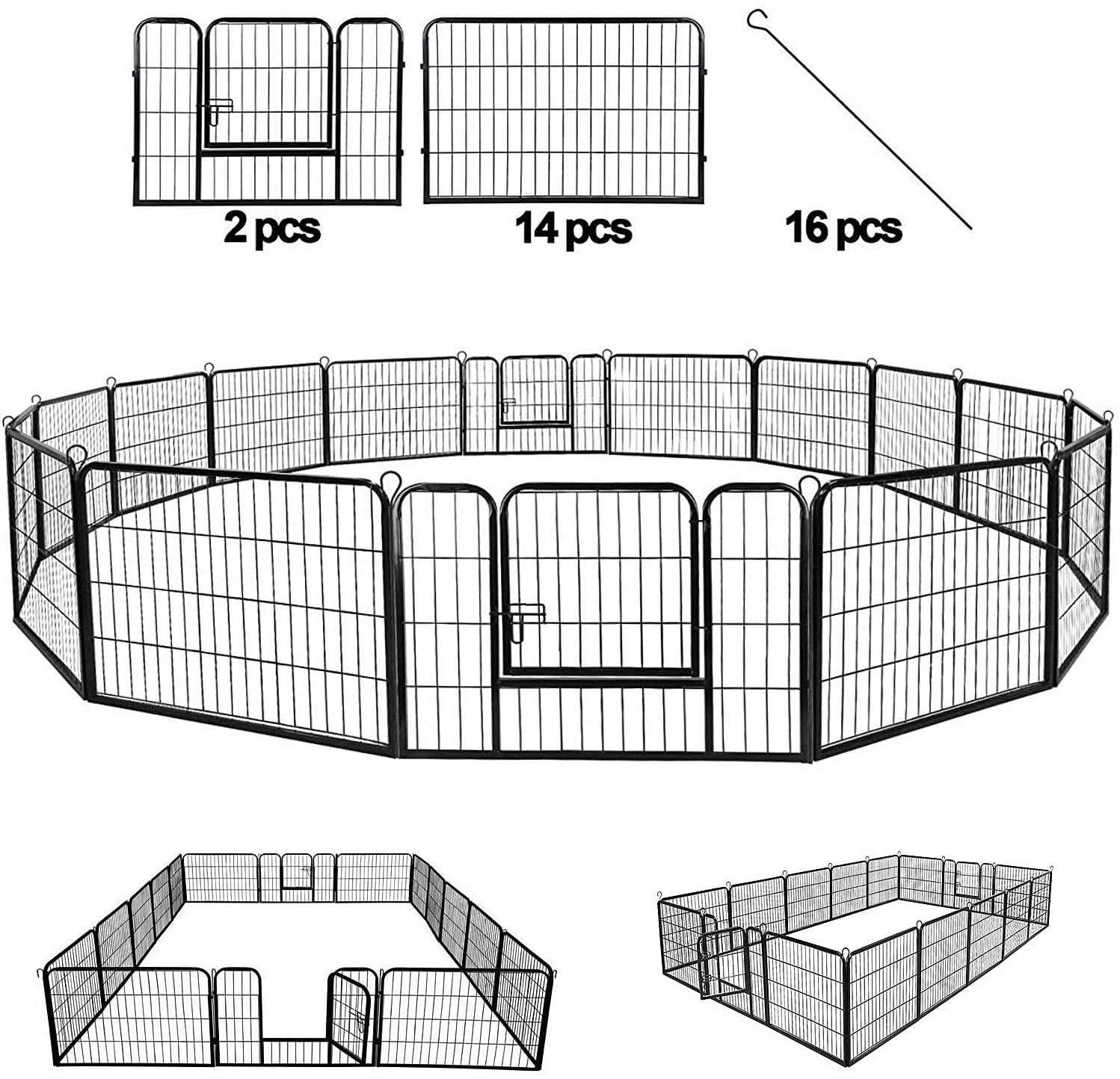 BestPet Fence Pet Playpen, Extra Large, Heavy Duty, 16/8 Panels 24