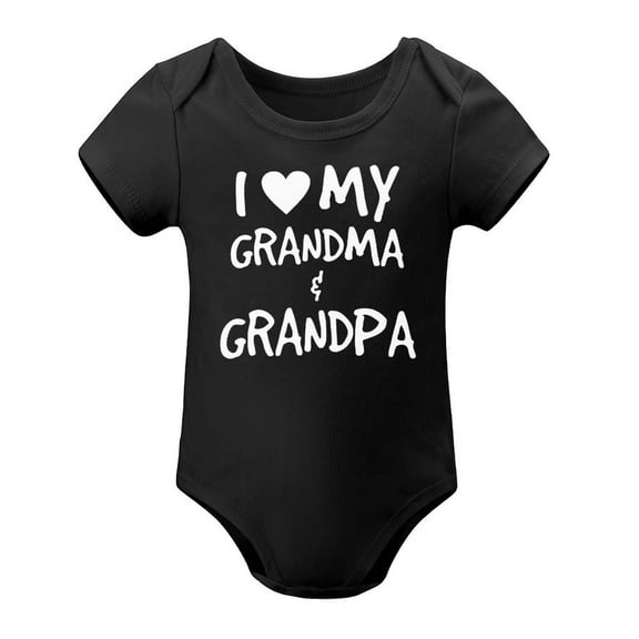 I Love My Grandma & Grandpa Baby Bodysuit Adorable Romper Clothing Funny Cute Infant Outfit Black-style 12months