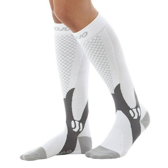 Mojo Compression Knee High for Circulation 20-30mmHg Unisex - White, Large