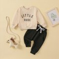 thumbnail image 2 of HCNTES Baby Boy Winter Clothes Boy Baby Clothes Boys Winter Letter Print Sweatshirt Pullover Tops + Pants Outfits Set Tracksuit 9 12 18 24 Months 2T 3T Outfits Boy Clothes, 2 of 7
