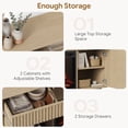 thumbnail image 4 of PAPROOS Fireplace TV Stand for 70 Inch TV, 64'' Wide Wood TV Cabinet with 30'' Electric Fireplace, Modern Fluted Entertainment Center TV Console Table for Living Room, Natural Oak, 4 of 9