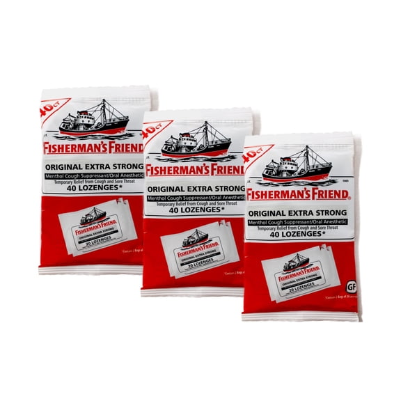 Fishermans Friend Original Extra Strong Menthol Cough Suppressant Lozenges, 40 Ea, 3 Pack