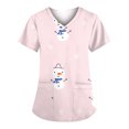 thumbnail image 1 of Tops Para Mujer, Blusa Navideña, Camisas de Moda, Manga Corta, Cuello en V, Uniforme de Trabajo, Estampado Con Bolsillo Odeerbi ODB170795, 1 of 4