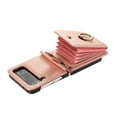 thumbnail image 2 of Compatible with Samsung Galaxy Z Flip 3 Wallet Case, PU Leather Case with Card Holder, 360° Rotation Ring Kickstand, Shoulder Strap, Magnetic Snap Protective Case Designed for Z Flip 3, Rosegold, 2 of 10