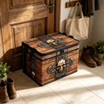 thumbnail image 5 of 1Pc Halloween Storage Bin, Skull Treasure Chest Print Zipper Lid, Decorative Storage Basket for Shelves, Car Trunk, Home Decor Gift, 5 of 6