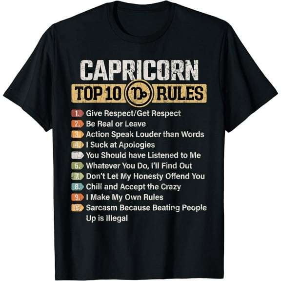 Zodiac Sign Funny Top 10 Rules Of Capricorn Graphic T-Shirt
