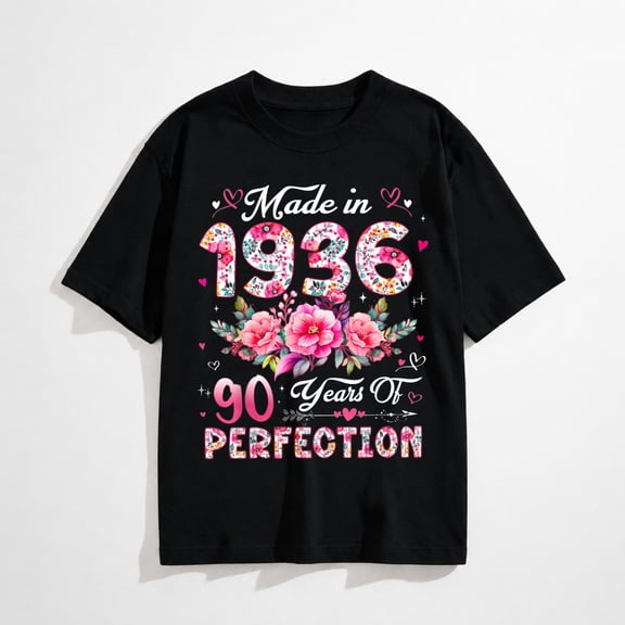 90 Year Old Made in 1936 Floral 90th Birthday Women T-Shirt